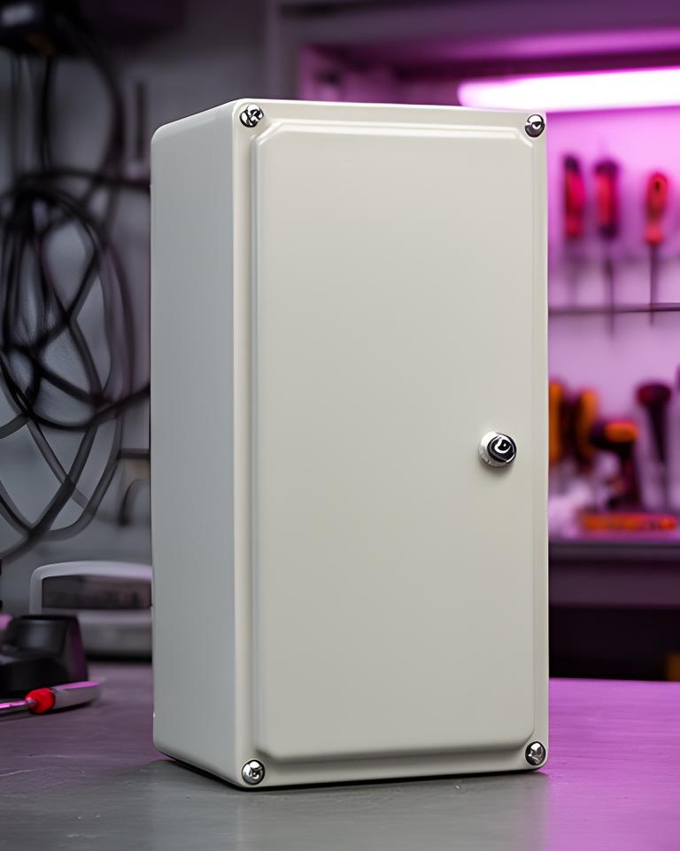Carcasa de fibra de vidrio para tablero eléctrico IP65 en taller con terminaciones precisas